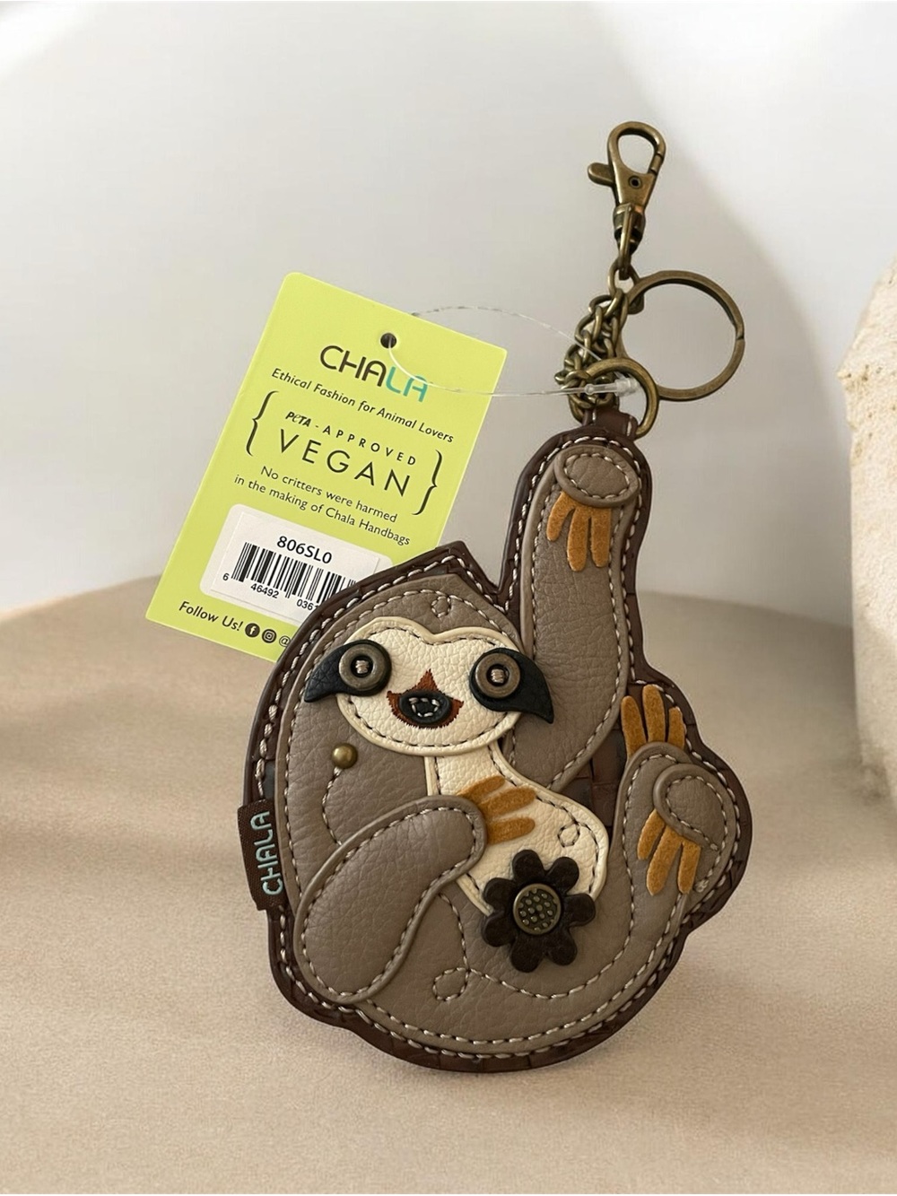 Chala Sloth Bag Charm/Key Ring NWT